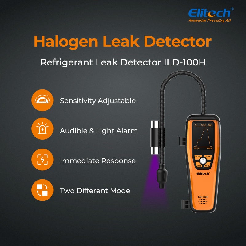 Elitech HVAC Refrigerant Leak Detector Heated Diode Sensor Halogen Freon Sniffer, Air Conditioning Detection, R22 R410A R134A R1234YF CFCs HCFCs HFCs, ILD-100H - Image 2